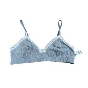 Jenni Intimates Bralette Sleep Heather Grey White Lace Trim  XXXL Pull On NWT